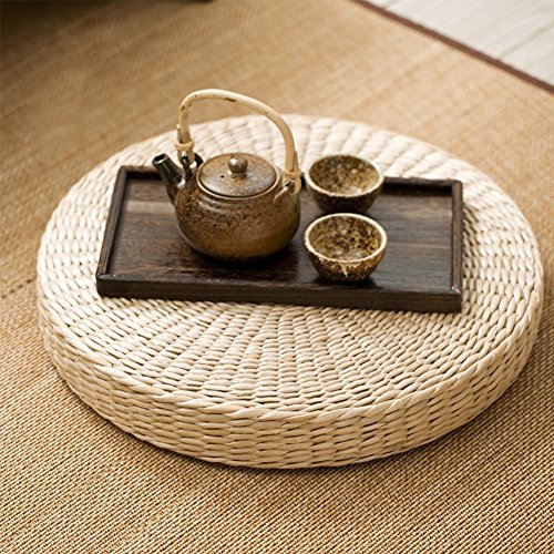 MOOUK-Woven-Straw-Seat-Cushion-Pad-Handmade-Straw-Round-Tatami-Yoga-Floor-Seat-Pillow-Cushions-Breathable-Japanese-Tatami-Floor-Pillow-Meditation-Pillow-for-Home40cm-x-6-cm
