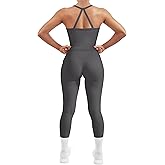 SUUKSESS Women 2 Piece Workout Sets Compression Tummy Control Leggings with Pockets Halter Built in Bra Tank Tops