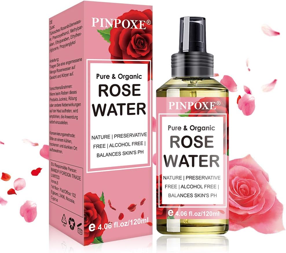 Pure Rose Water, Facial Toner, Skin Toner, Damascena Rosewater, Rose Water Spray For Face, Linen Spray, Natural Face and Body Skin Calming, Cleansing and Moisturising Toner, 120ml