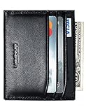 Slim Genuine Leather Credit Card Holder Front Pocket Wallet with RFID Blocking