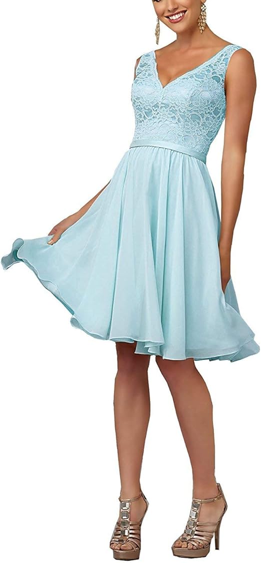 Cocktail Dress Ladies Chiffon Sleeveless V Neck Evening Dresses