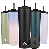 Konokyo 34 OZ Insulated Tumbler with Lid and 2 Straws Stainless Steel Water Bottle Vacuum Travel Mug Coffee Cup,Black