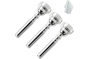 Kuylive 3C 5C 7C Trumpet Mouthpiece Set with Cleaning Cloth, Trompeta Mouthpiece for Beginners & Professionals 3Pack Trumpet Accessories (Silver)