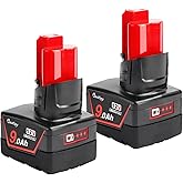 waitley 2 Pack 12V 9Ah Replacement Battery Compatible with Milwaukee 12V Power Tools (Not Made in Milwaukee)