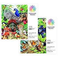 300 Piece Puzzles for Adults Box Set - Large Piece - 2 X 300 Pieces - Animal Magic and Jungle Magic Jigsaw Puzzles