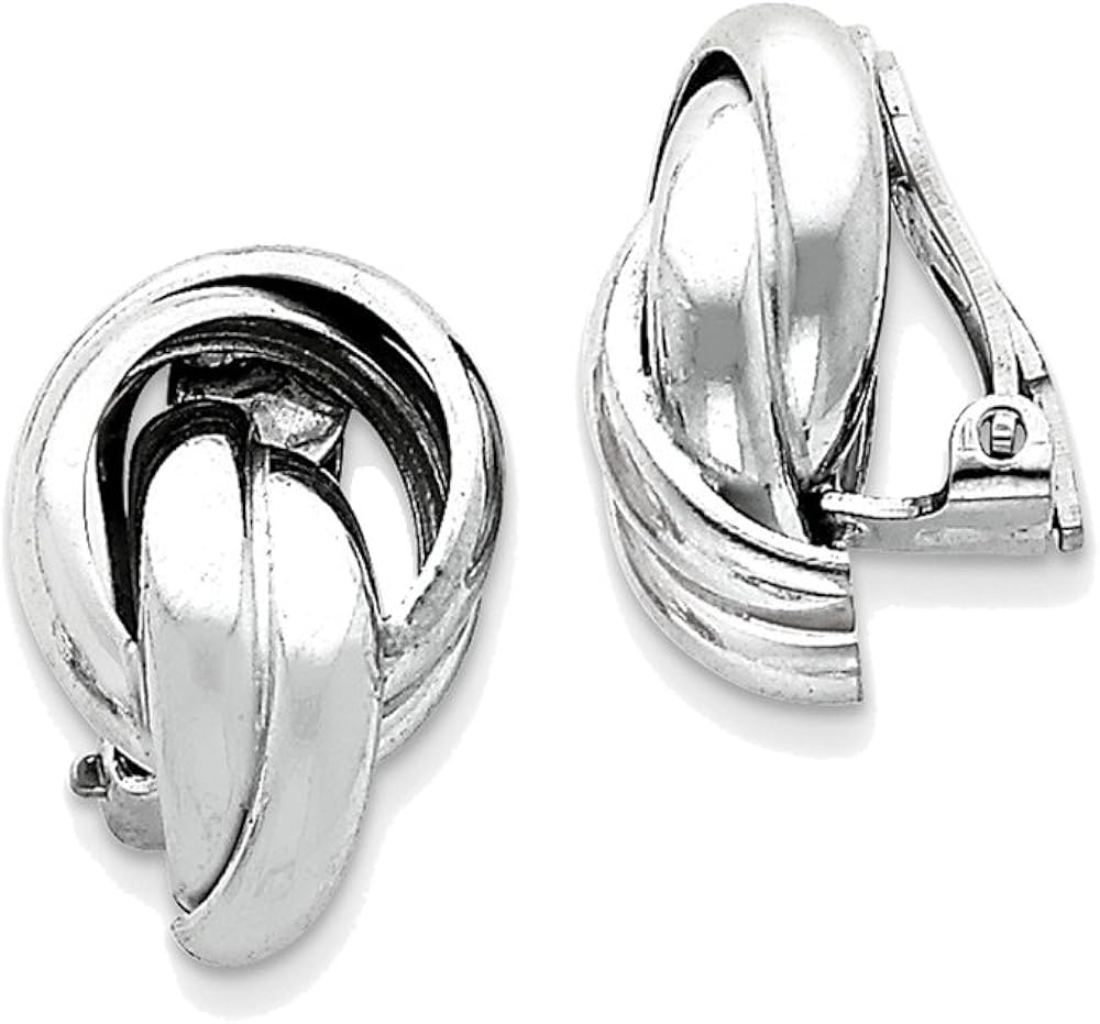 925 Sterling Silver Love Knots ClipOn Earrings Jewelry