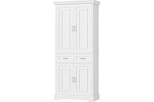 FACBOTALL Kitchen Pantry Storage Cabinet, 71" Tall Storage Cabinet with 4 Doors and 2 Drawers, Utility Kitchen Pantry with Adjustable Shelves for Dining Room Living Room,White