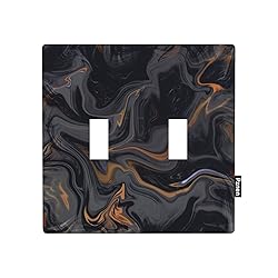 Pznen Black Marble 2-Gang Wall Plate Black Gold
