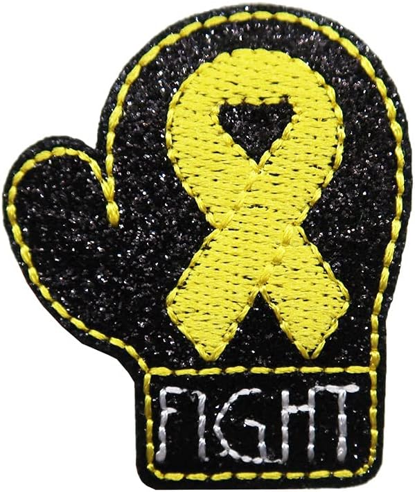Mixed Media - Childhood Cancer Awareness Sparkle Glitter Embroidered Iron On Patch