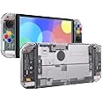 eXtremeRate DIY Full Set Shell for Nintendo Switch OLED, Replacement Console Back Plate & Kickstand, Custom NS Handheld Controller Housing with Full Set Buttons for Nintendo Switch OLED - Clear