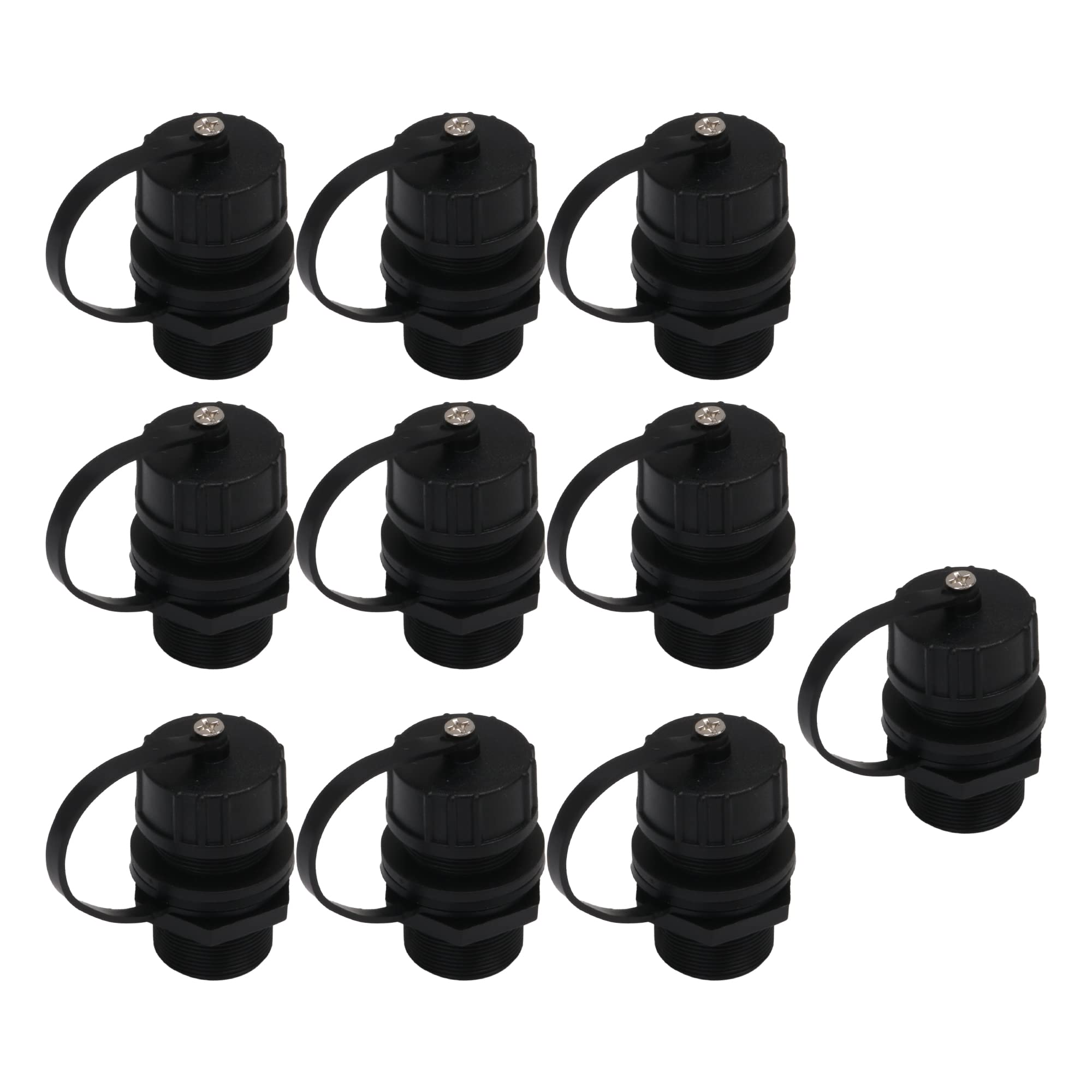 CNBTR Ethernet LAN Black IP68 Friendly M20 Stuffing Locknut Plastic RJ45 Underwater Gland Connector Set of 10