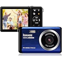 Compact Digital Camera, Rechargeable 20MP Kids Camera with 2.8" LCD 8X Digital Zoom for Adult Seniors Elders（Blue）