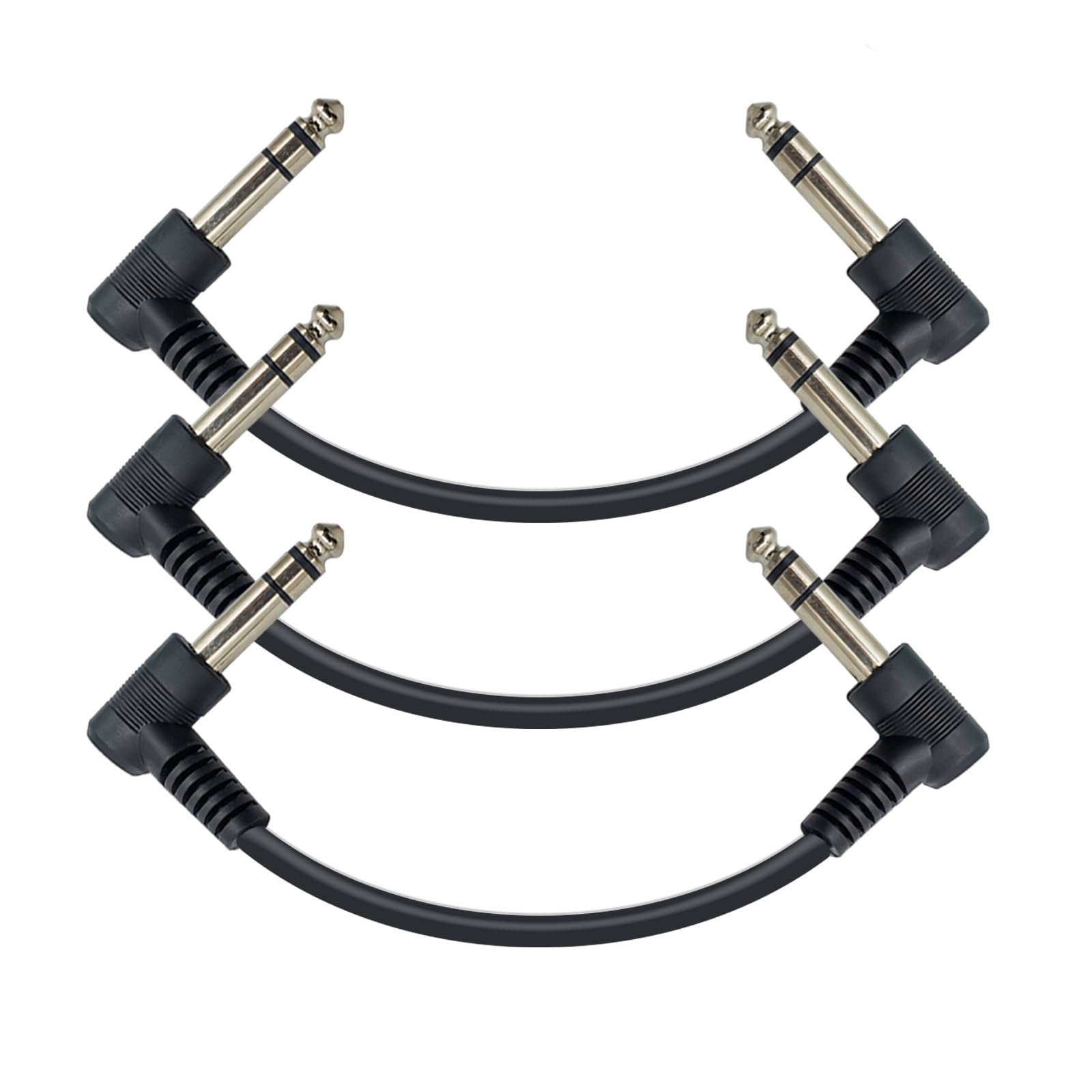 iYueMps 3Pack Guitar Patch Cable, 15cm Guitar Bass Effects Pedalboard Patch Cord 1/4 inch 6.35mm Right Angle Stereo Plugs Instrument Cable — image 1