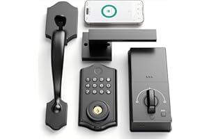 Front Door Lock Set, Leecici Keyless Entry Locks with Handle, Smart Fingerprint Locks for Front Door, Smart Deadbolt Bluetoot