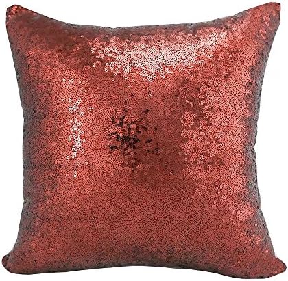 linyangpt Pack Of 1 Throw Pillows Covers bolster cushion case Metallic Rust red Sequins Paillette
