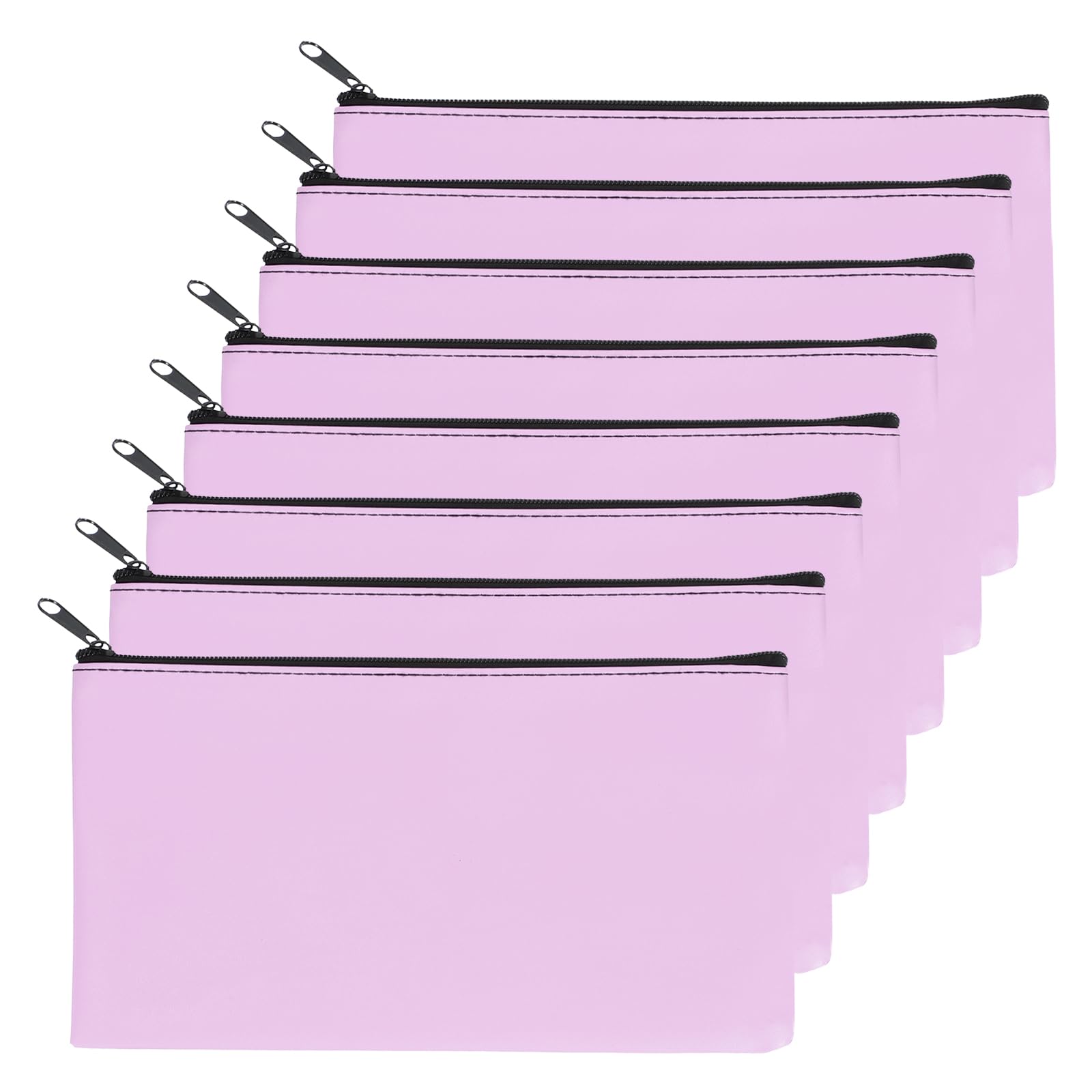 PATIKIL 11"x 6" Bank Deposit Bag, 8Pcs Money Bag Bank Bag Security Money Pouch Receipt Holder for Tickets Coin Makeup Cosmetics Bills, Light Purple