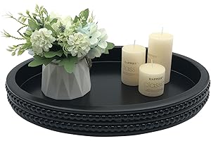 Carah & Cossh Oval Wooden Modern Decorative Tray 16''x12'', Farmhouse Rustic Serving Tray, Table Centre Tray, Perfect for Sto