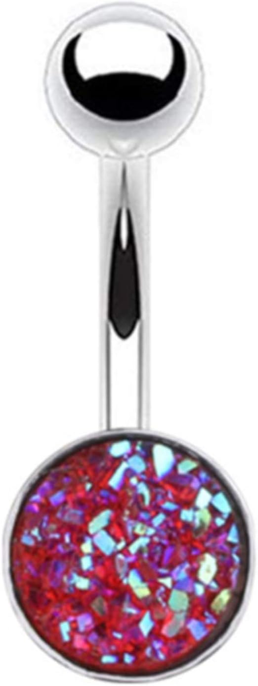 ZSDFW Navel Rings, Shiny Stomach Rings, Navel Bars, Piercing Rings, for