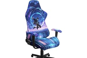 Hwzdsyxl Anime Boy Neon Print Set of 4 Gaming Chair Covers Slipcovers, Stretchable Elastic Computer Reclining Gaming Chair Se