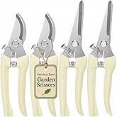 4PACK Pruning Shears, Stainless Steel Garden Shears, Sharp Handhled Gardening Scissors, Bypass & Straight Blade Garden Clippe