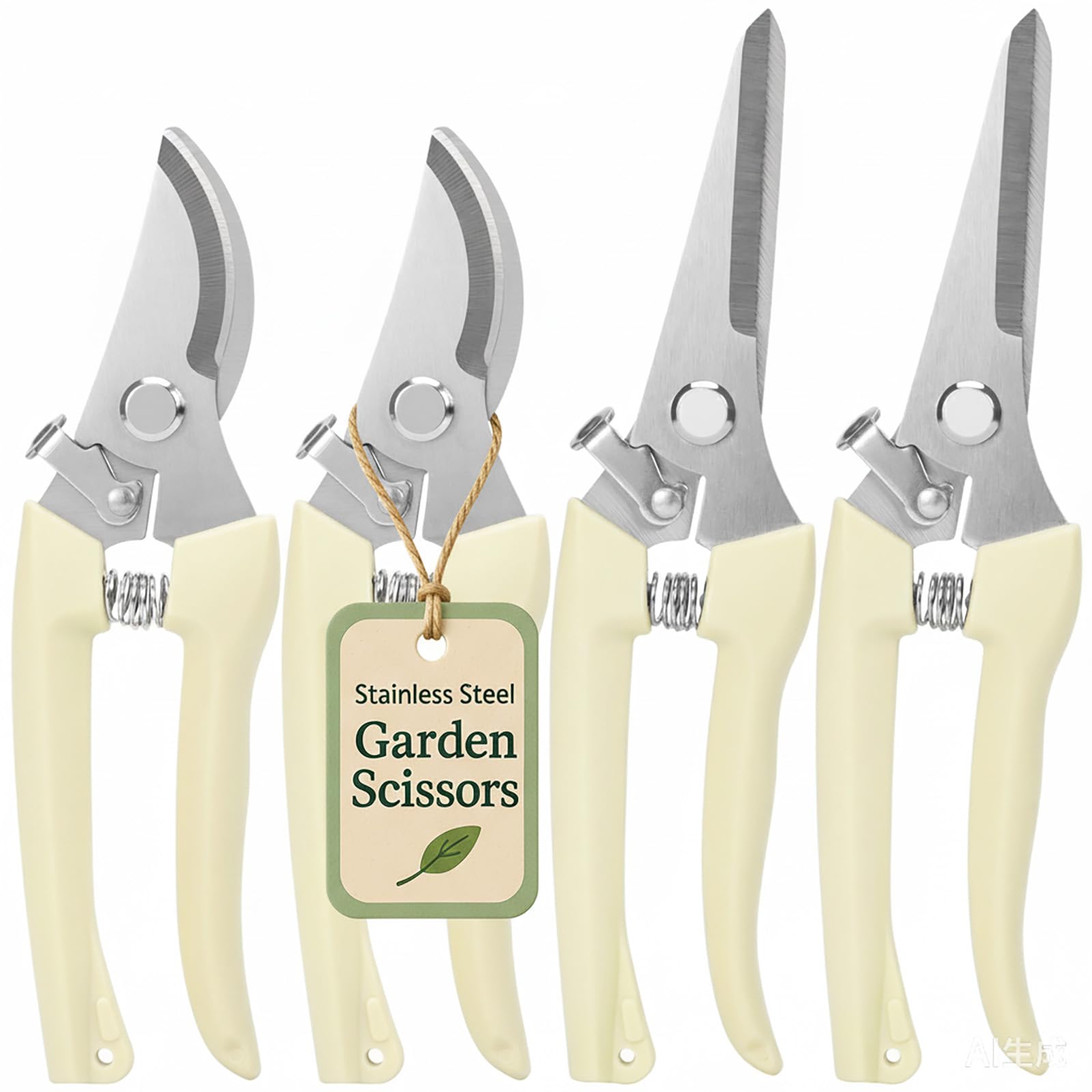 Photo 1 of 4PACK Pruning Shears, Stainless Steel Garden Shears, Sharp Handhled Gardening Scissors, Bypass & Straight Blade Garden Clippers for Plants, Flowers, Fruits Trees, Gardening Gifts for Women & Men