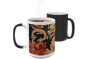 Custom Dragon Chinese Coffee Mug with Handle 11 Oz Color Changing Mug for Hot/Cold Beverages Heat Sensitive Magic Cup Novelty