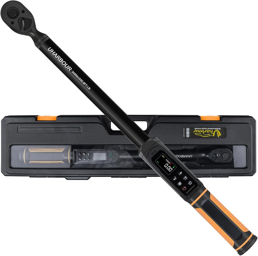 Uharbour Digital Torque Wrench 1/2 Drive 5.1-340 Nm LED Vibration