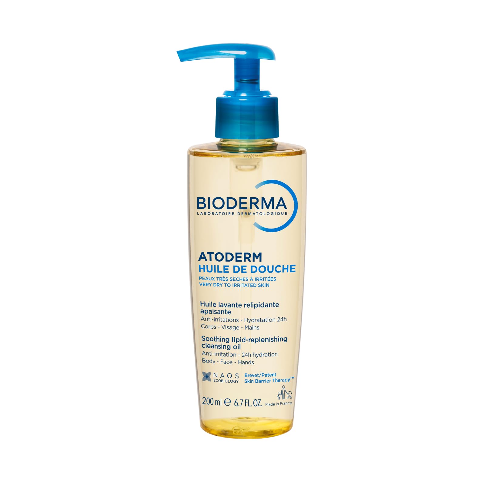 Bioderma Atoderm Shower Oil - Nourishing & Cleansing Body Wash, Hydrate, Soothe & Protect Dry & Sensitive Skin - with Glycerin & Niacinamides, 200ML
