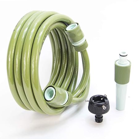 Worth Garten Wasserschlauch Gartenschlauch, 5m, 1/2' Zoll, mit 4-TLG Armaturen, Garten Bewässerung