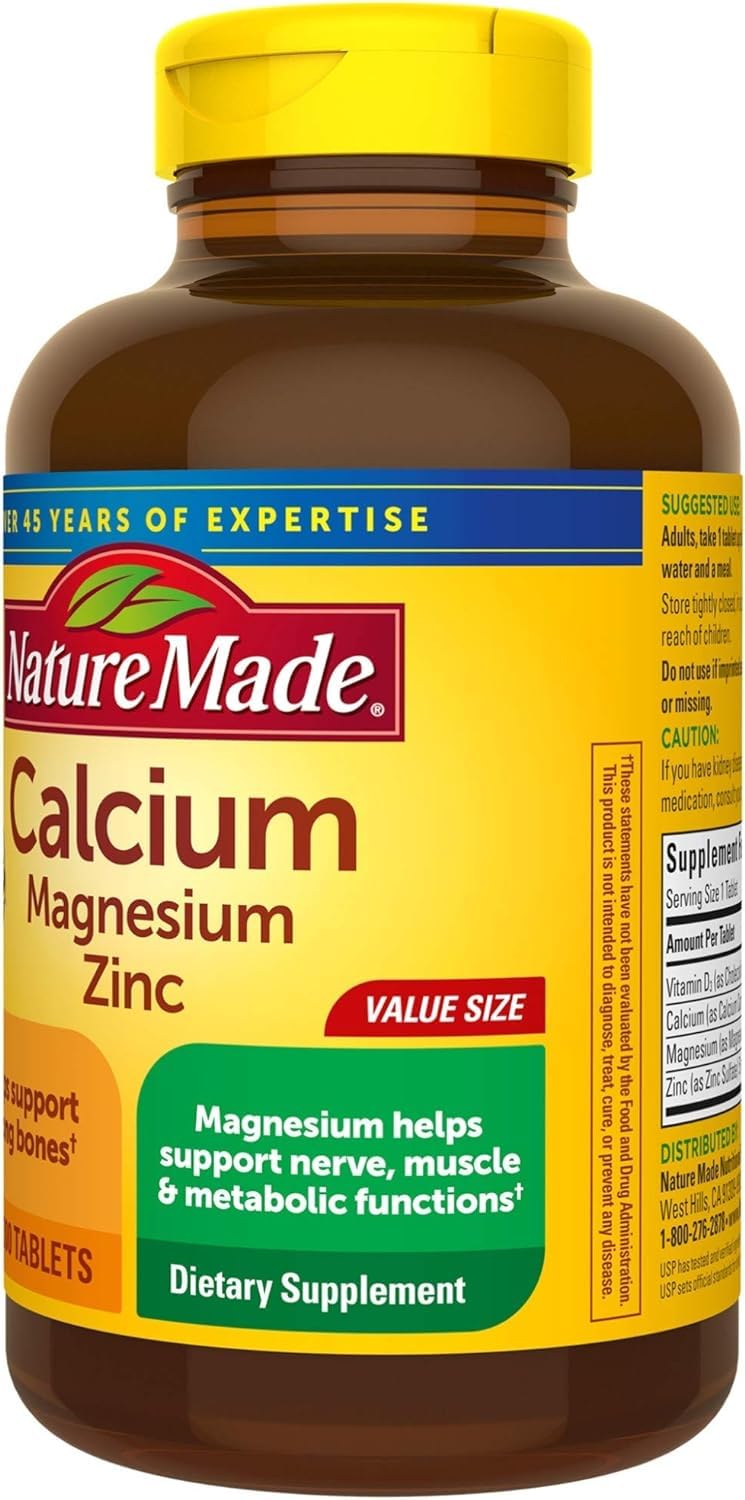 Nature Made Calcium, Magnesium & Zinc w. Vitamin D Tablets Value Size 300 Ct (3 Pack of 300)