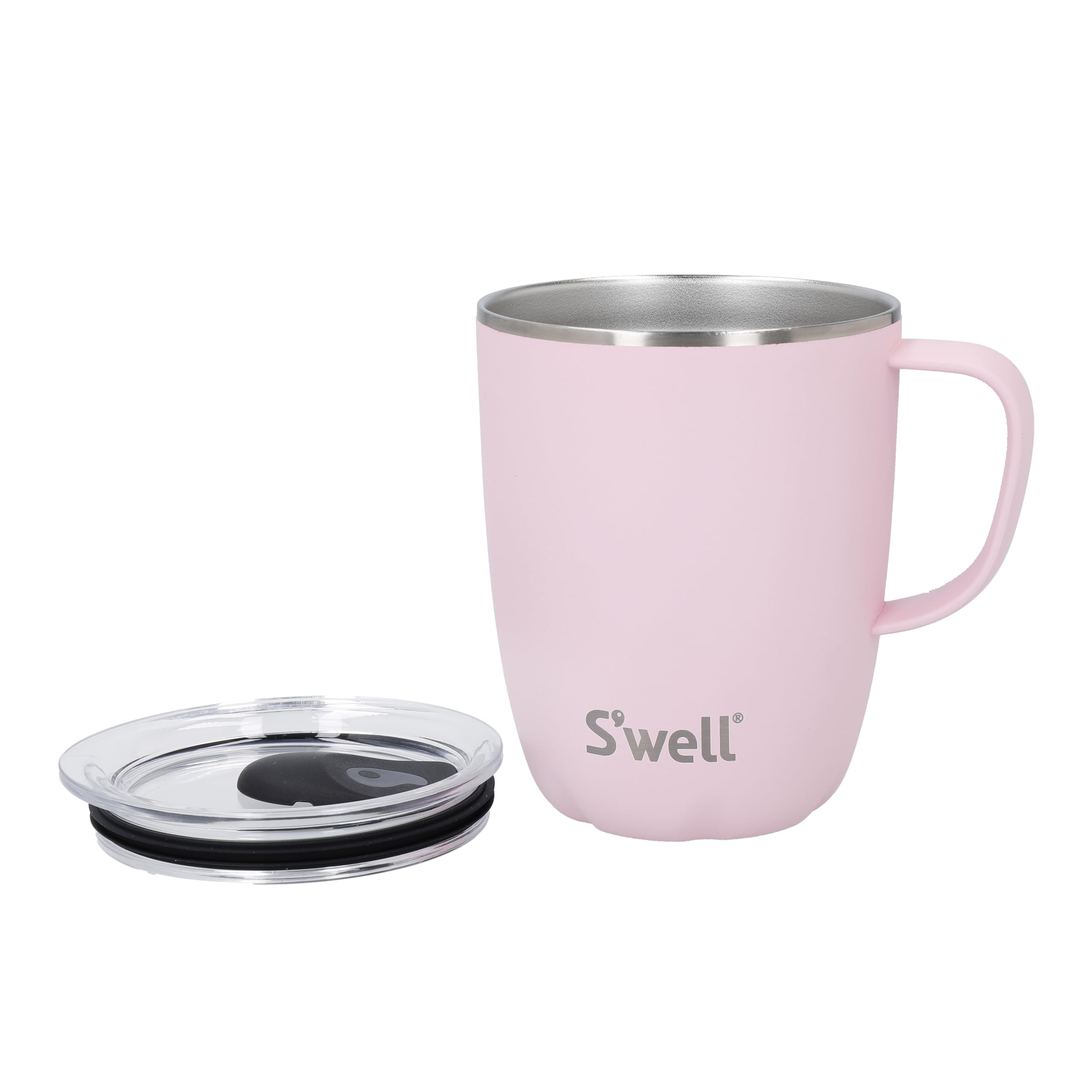 S'well Mug with Handle, Pink Topaz, 350ml. Vacuum Insulated Stainless Steel Travel Mug with Handle