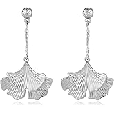 AOLIMI Gold/Silver Ginkgo Leaf Dangle Earrings for Women Statement Earrings Boho Plant Leaf Earrings Fashion Jewelry