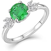 Vinoya 925 Sterling Silver Wedding Rings for Women Round Birthstone Promise Ring Engagement Eternity Band Ring for Her Size 5-10