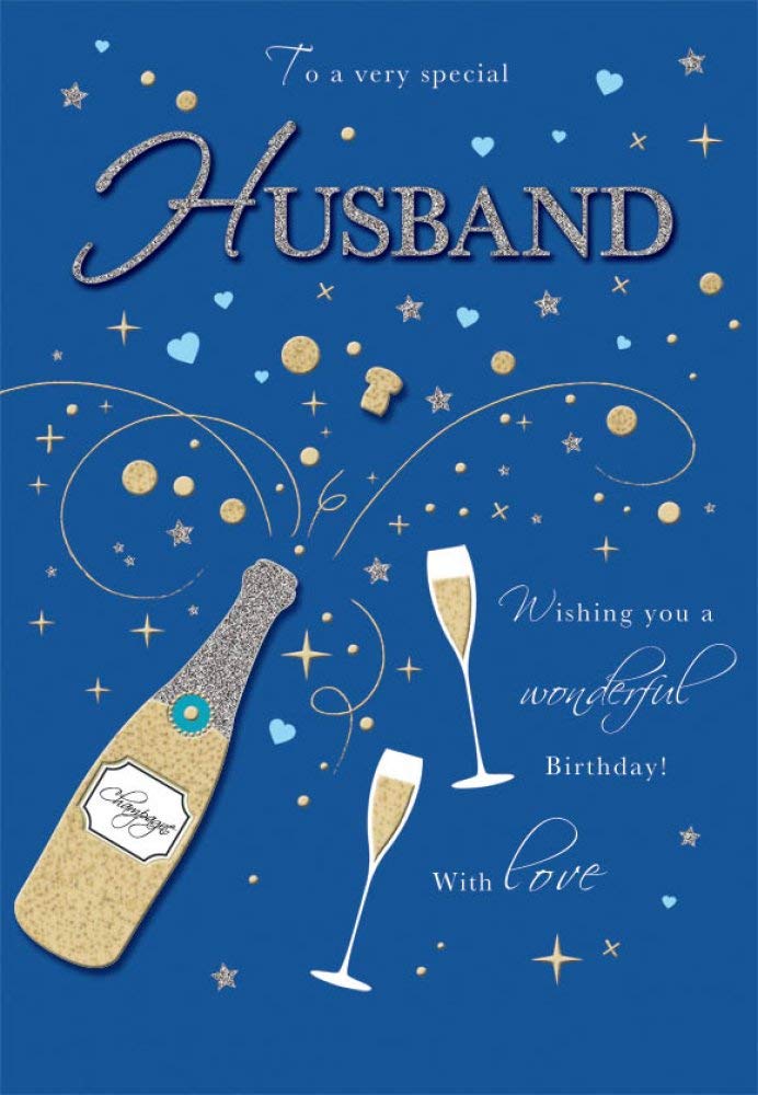 Piccadilly Greetings Traditional Birthday Card Husband - 9 x 6 inches,Blue