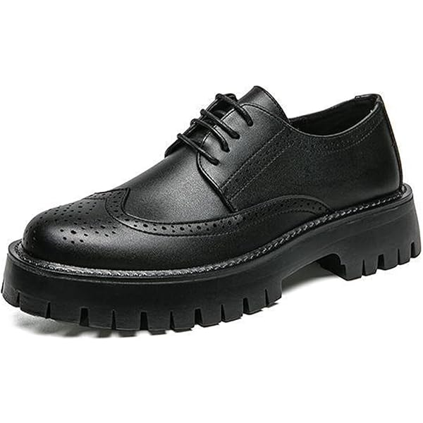 Amazon.com | Men's Textured Leather Platform Chunky Low Heel