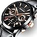 OLMECA Men's Watches Luxury Sports Casual Quartz Wristwatches Waterproof Chronograph Calendar Date Stainless Steel Band Black Color 666 (Black Red)