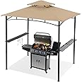 ABCCANOPY 8'x 5' Grill Gazebo Shelter, Outdoor BBQ Gazebo Canopy with LED Light (Caramel)