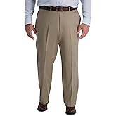 Haggar Men's Iron Free Premium Khaki Classic Fit Flat Front Expandable Waist Casual Pant (Regular and Big & Tall Sizes)