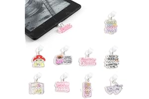 YOPPIX STUDIO YOPPIX 9PCS Charms for Kindle, About Funny Theme Dust Plug Charm Compatible with Type C Charging Port, Gift for Book Lover Readers Men Women Teachers Students, Accessories for Kindle