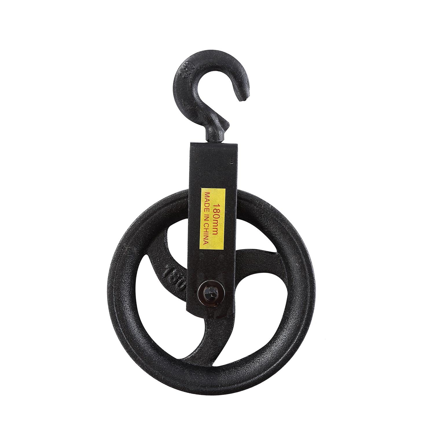 KATSU Pulley Wheel 180mm, 240KG Loading Capacity, Hanging Hand Wheel Rope Pulley Block with Hook for Scaffolding and Construction 18219418