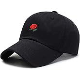 IMIKE Rose Baseball Cap Adjustable Plain Cotton Rose Embroidere Dad Hat for Women Men