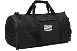QT&QY 40L Military Tactical Duffle Bag For Men Sport Gym Fitness Tote Travel Training Workout With Shoe Compartment Basketball Football Weekender