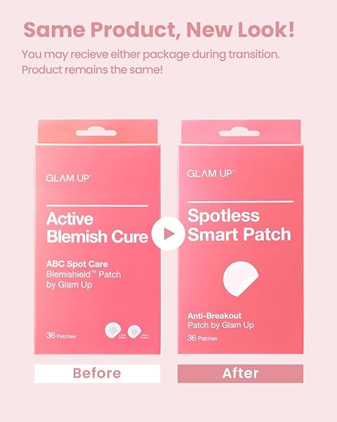 GLAM UP HYDROCOLLOID BLEMISH PIMPLE ZIT PATCHES – INVISIBLE ULTRA THIN SPOT COVER STICKERS FOR FACE AND SKIN, STRONG WATER-PROOF AND ADHESIVE OVERNIGHT, VEGAN-FRIENDLY (36 COUNT / 2 SIZES)