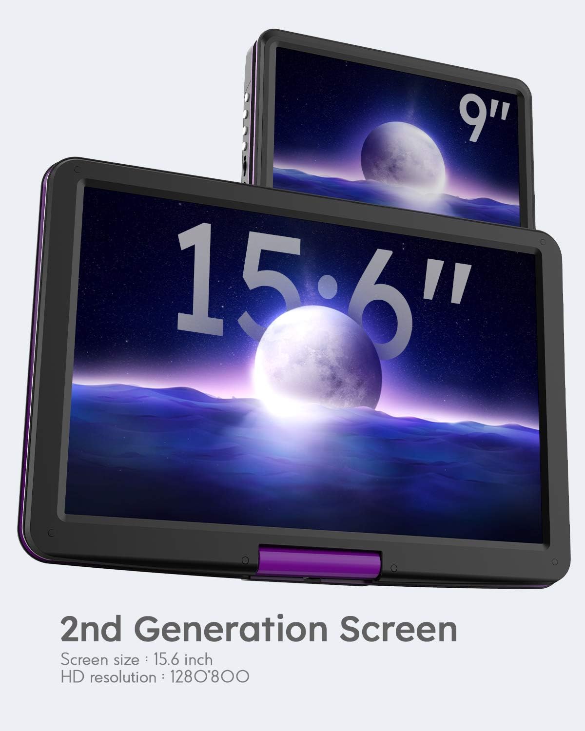 Boifun 17.5'' Portable DVD Player with 15.6" Large HD Swivel Screen, 6 Hours Rechargeable Battery - Image 3