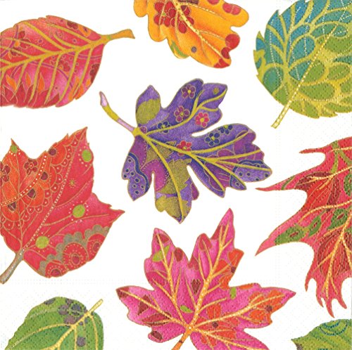 Entertaining with Caspari Jeweled Autumn Cocktail Napkins (Pack of 20), Multicolor