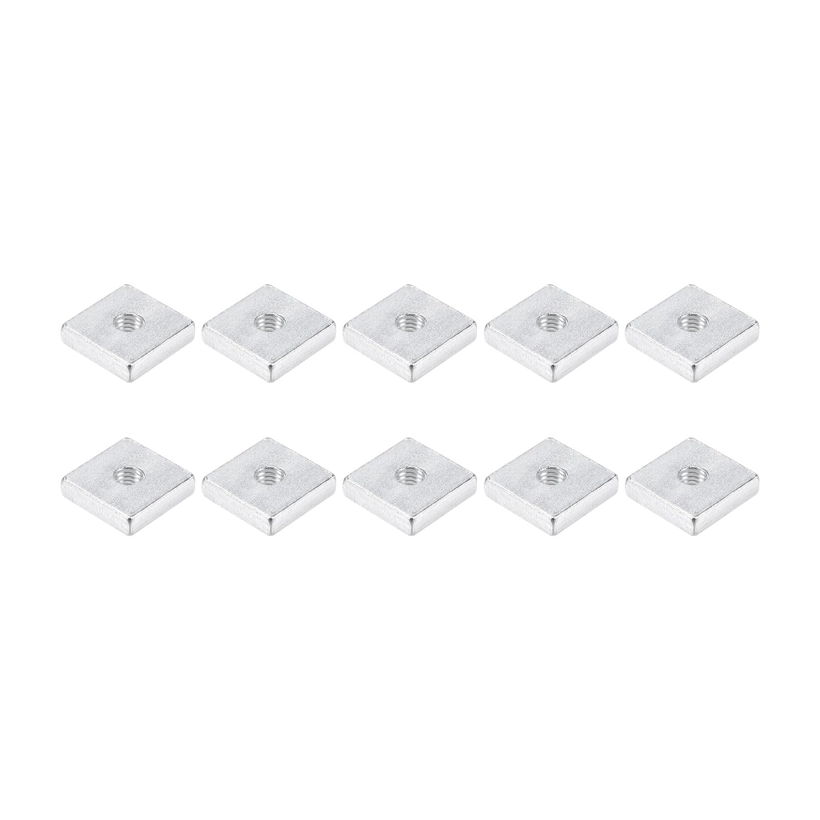 METALLIXITY Square Nuts (M6x20x5mm) 10Pcs, Carbon Steel Hardware Nuts - for Furniture Construction Mechanical Equipment Fasteners, Silver Tone