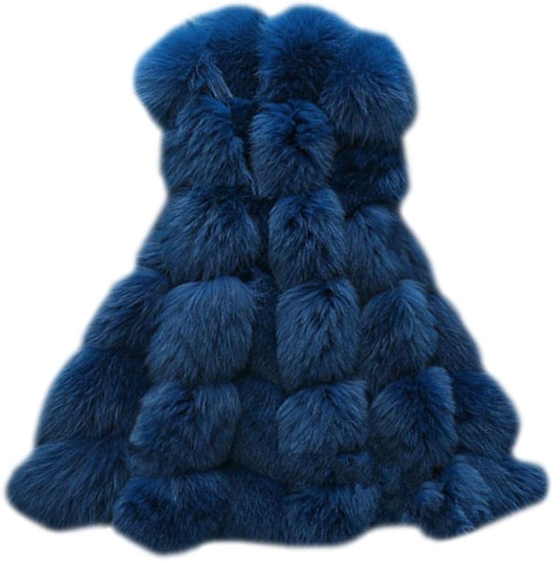 ZongSen Women's Faux Fur Vest Gilets Coat Jacket Sleeveless Long Waistcoat