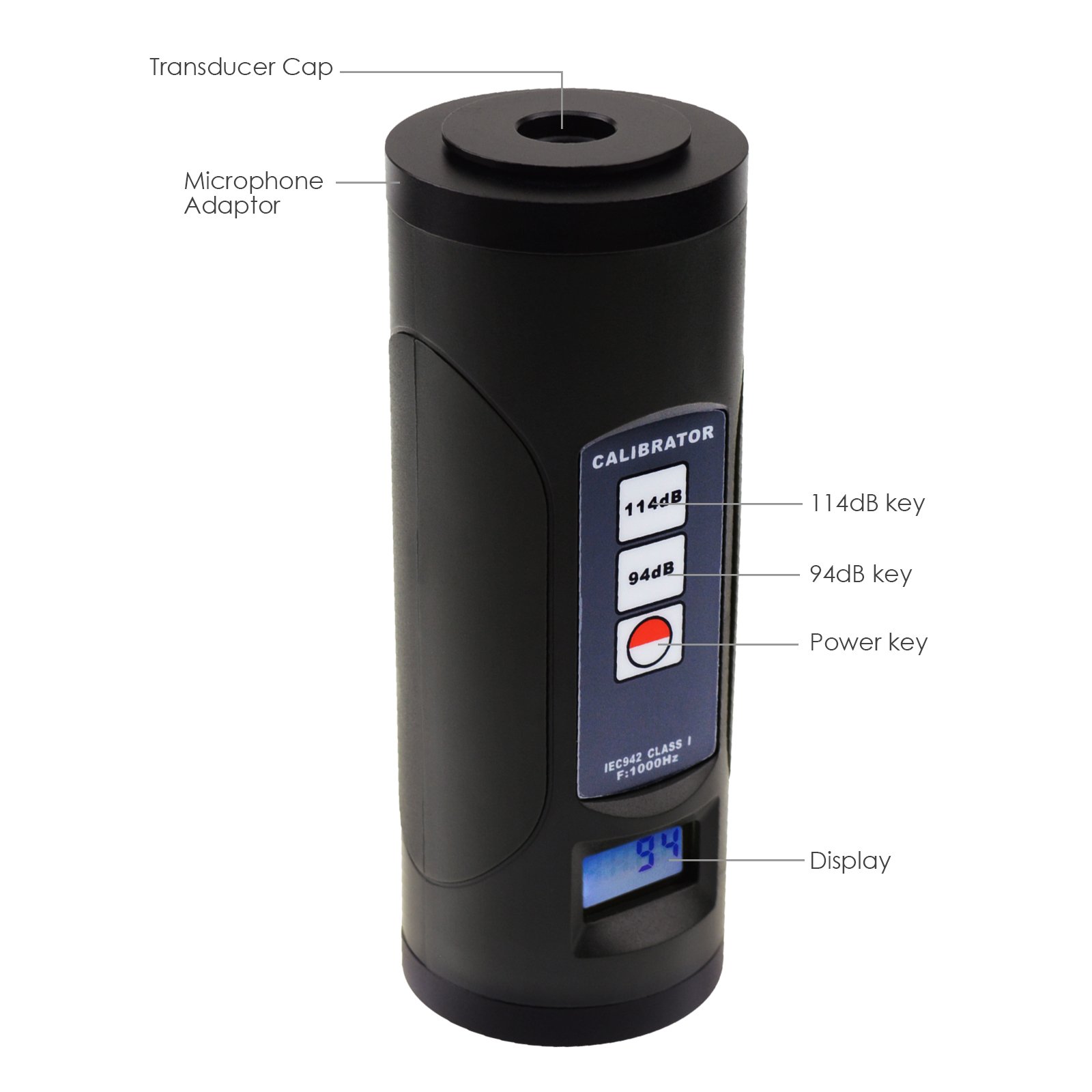 Calibratore Fonometro Digitale 94dB E 114dB - Per Microfoni 1/2 E 1 Pollice, Classe 1 IEC60942