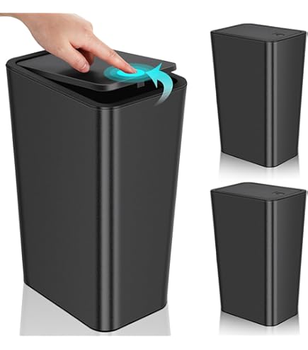 Yamazaki Business (Yamazaki) Cubo De Basura Magnético Para Baño, Negro, Aproximadamente 20 Cm De Ancho X 8,7 Cm De Alto X 15 Cm De Alto, Torre Con Orificio De Drenaje Magnético, Caja