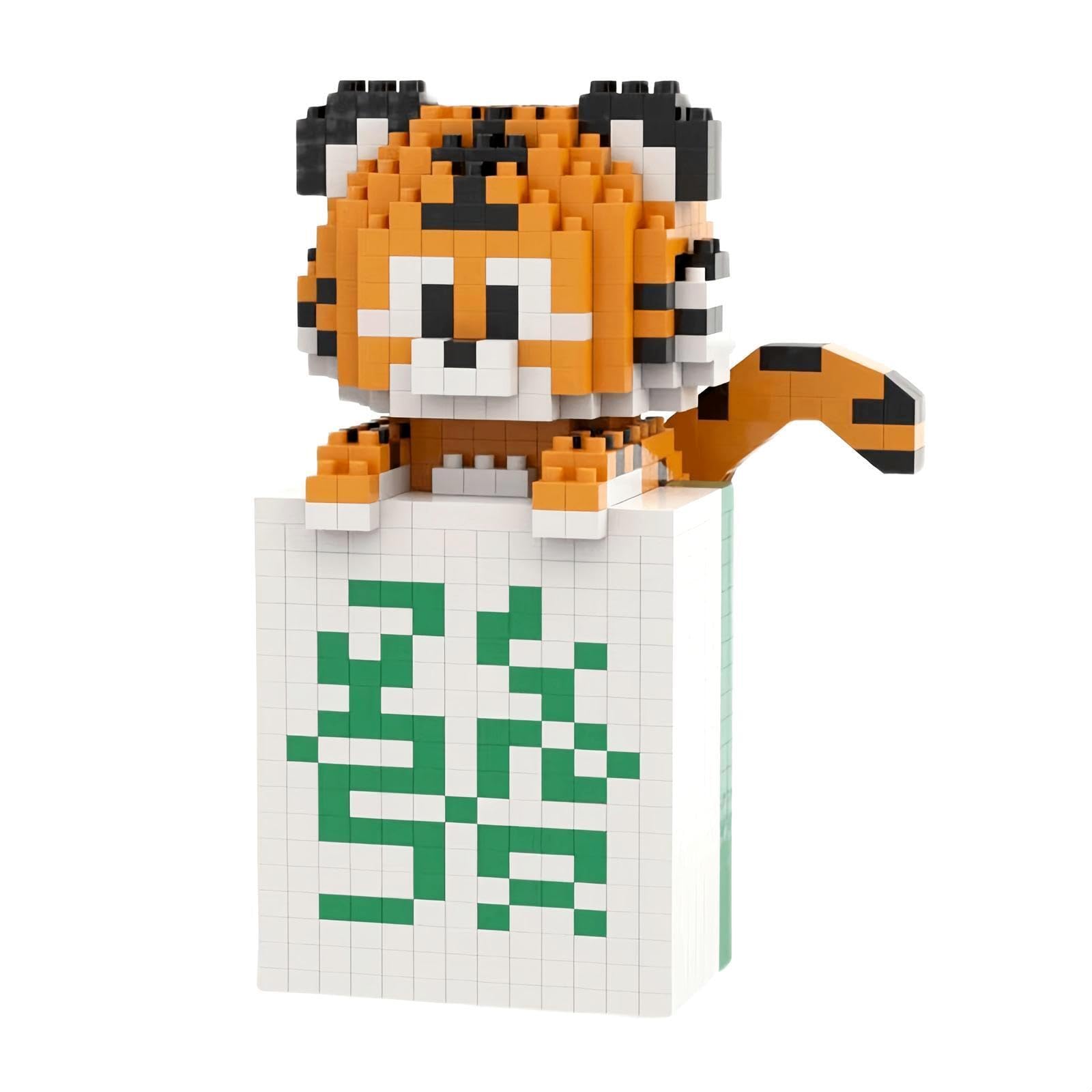 Larcele Micro Building Blocks Animal Set, DIY Mini 3D Building Toy Bricks,568 Pieces KLJM-09 (Fa Tiger)